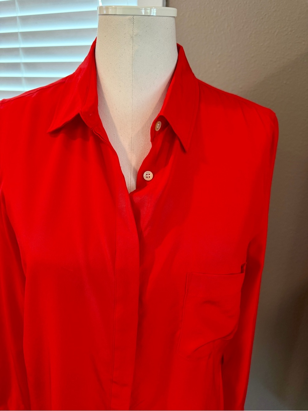 J. Crew NWT Vibrant Red Silk Button-Down Shirt - Picture 2 of 9